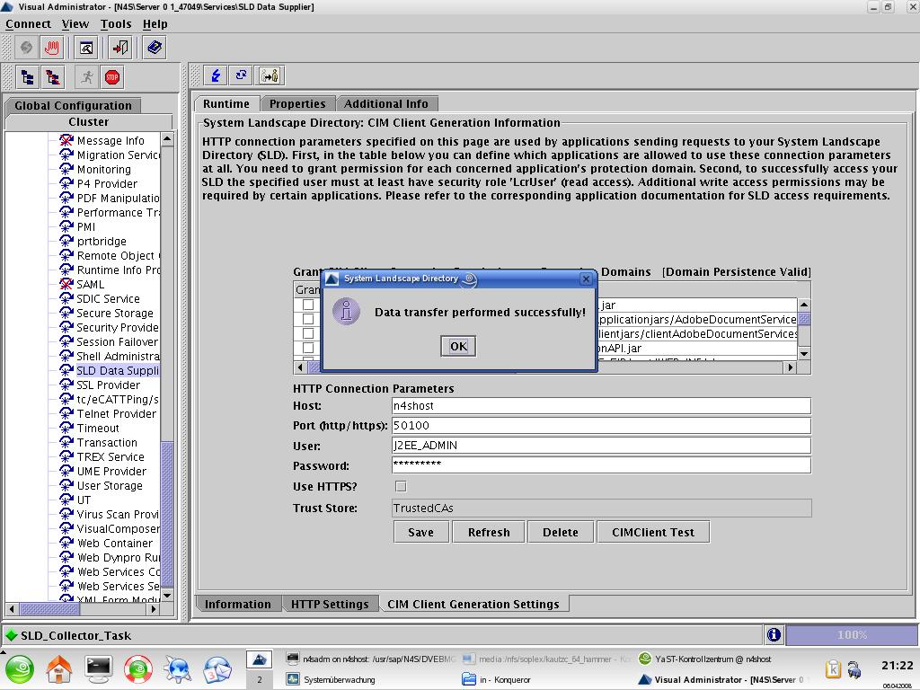 Visual Admin SLD Provider SLD_TRIGGER - Success